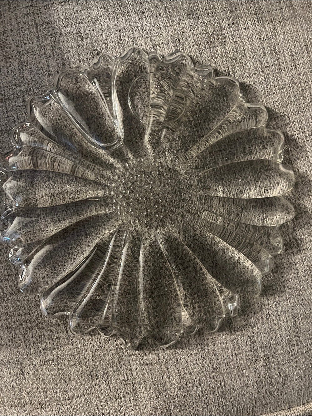 Clear Glass Floral Platter - Decorative Home Art